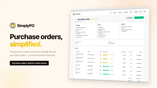 SimplyPO ‑ Purchase Orders screenshot