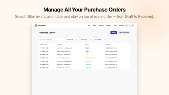 SimplyPO ‑ Purchase Orders screenshot