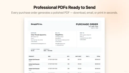 SimplyPO ‑ Purchase Orders screenshot