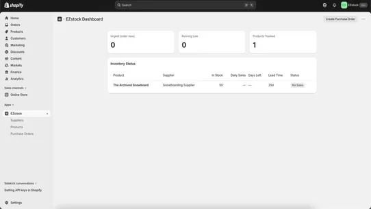 EZstock ‑ Purchase Orders screenshot