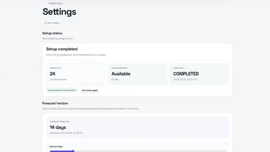 Forestock ‑ Inventory Forecast screenshot