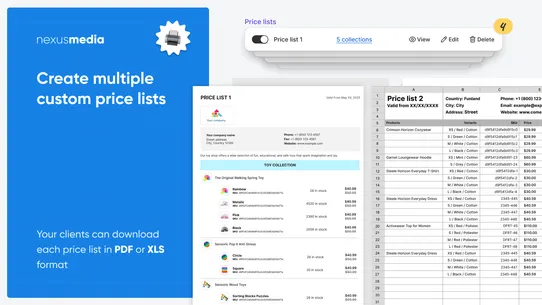 Price List Pro ‑ products list screenshot