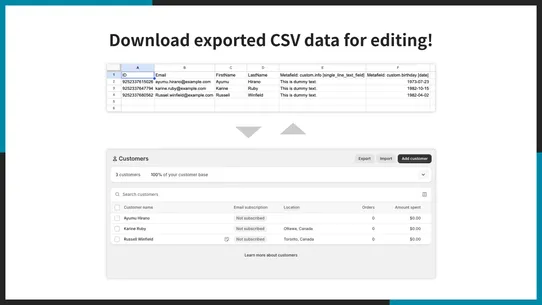 UR: Customer Metafields CSV screenshot