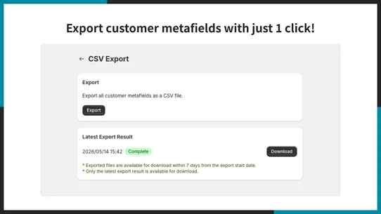 UR: Customer Metafields CSV screenshot