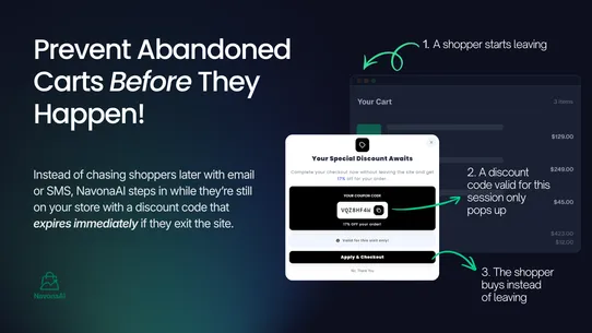 NavonaAI: Stop Abandoned Carts screenshot