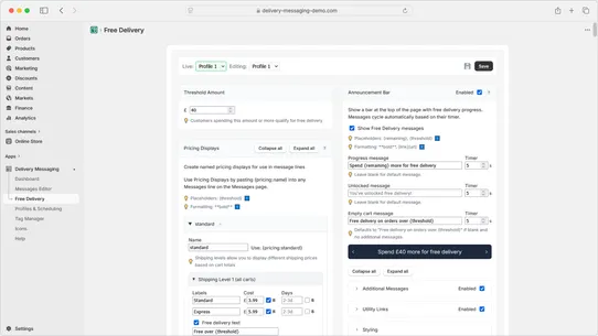 Delivery Messaging screenshot