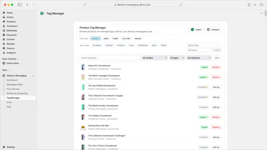 Delivery Messaging screenshot