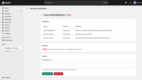 Compliance Vine Live screenshot