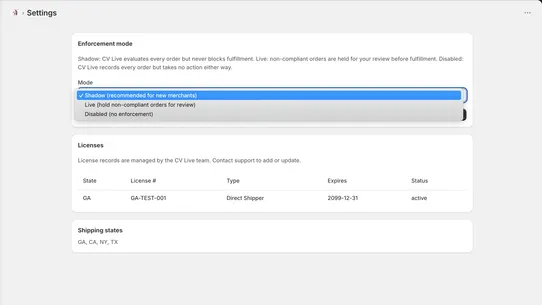 Compliance Vine Live screenshot