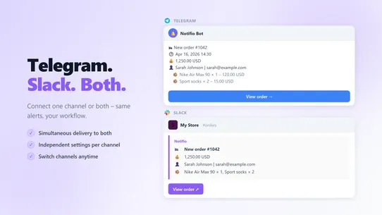 Notifio: Slack &amp; Telegram screenshot