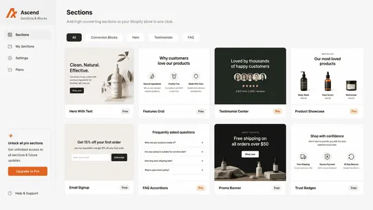 Ascend ‑ Sections &amp; Blocks screenshot