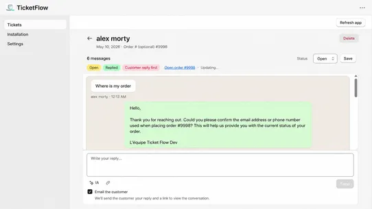 Ticket Flow ‑ clients support screenshot