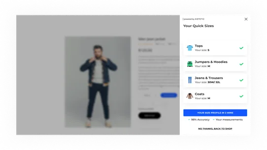 AISTETIC Size, Fit Recommender screenshot