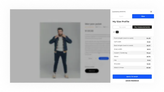 AISTETIC Size, Fit Recommender screenshot