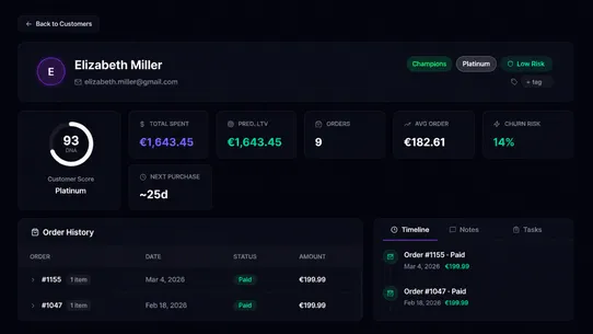 SegmentIQ ‑ Customer CRM screenshot