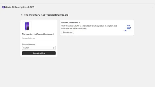 Genio AI: Descriptions &amp; SEO screenshot