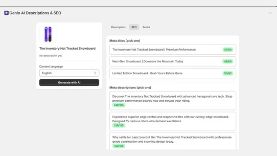 Genio AI: Descriptions &amp; SEO screenshot
