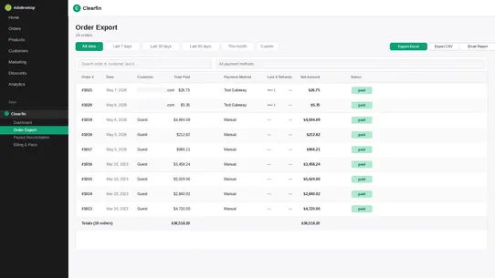 Clearfin – Finance Reports screenshot