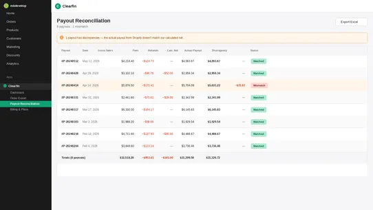 Clearfin – Finance Reports screenshot