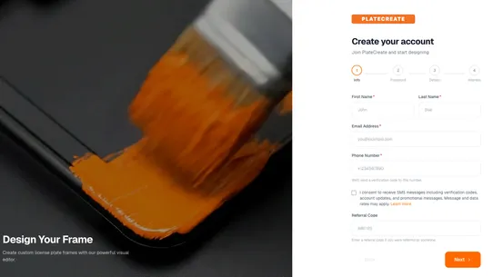 PlateCreate Sales Channel screenshot