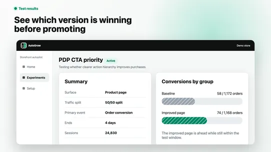 AutoGrow: AI A/BTest Autopilot screenshot