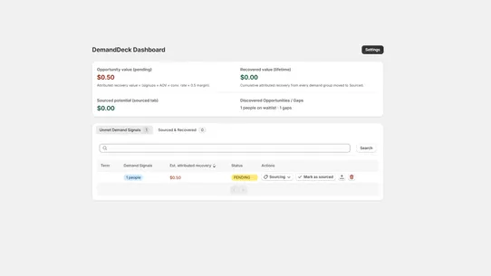 DemandDeck Search Intelligence screenshot