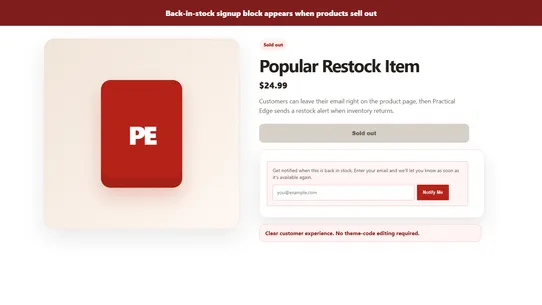 Practical Edge ‑ Back in Stock screenshot