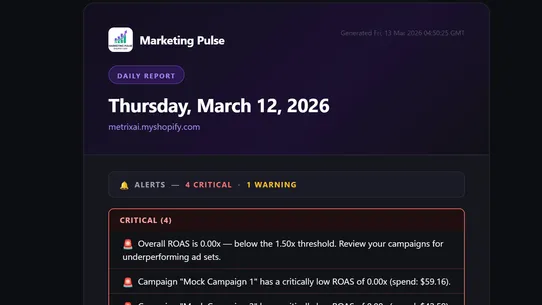 Marketing Pulse ‑ ROAS Tracker screenshot