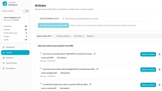 Jakarank ‑ AI article &amp; SEO screenshot
