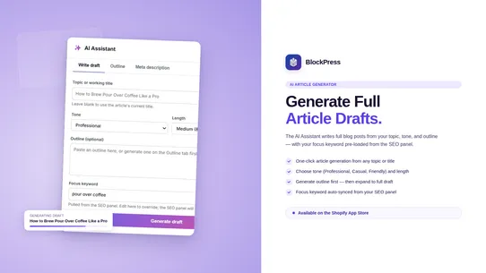 BlockPress: AI SEO Blog Editor screenshot