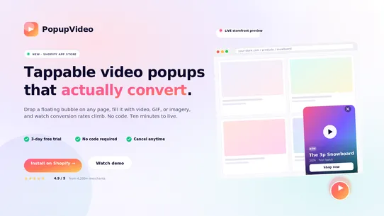 PopupVideo screenshot