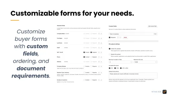 Intake B2B: Wholesale Approval screenshot