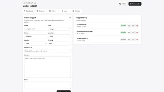 CodeHeader screenshot