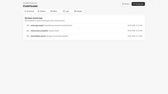 CodeHeader screenshot