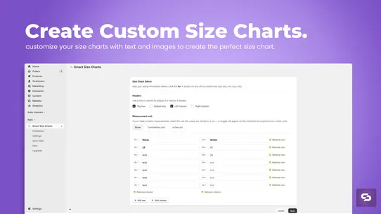 Smart Size Chart screenshot