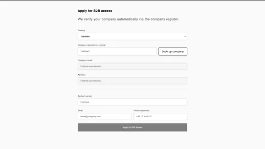Nordic B2B Portal screenshot