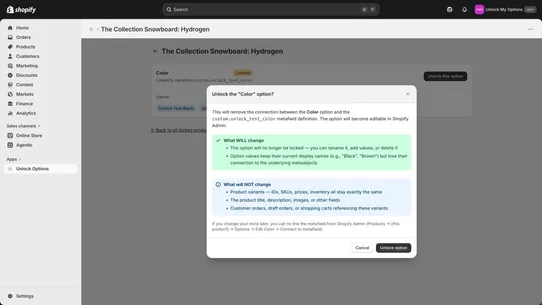 Unlock Options screenshot