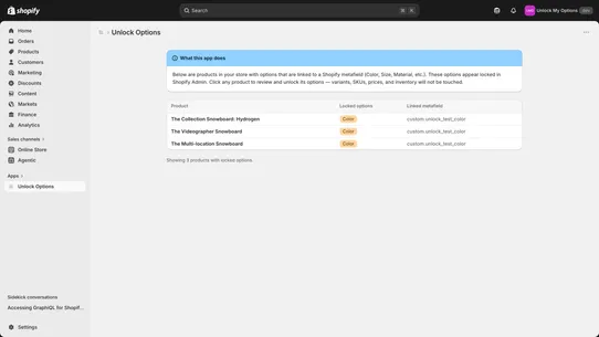 Unlock Options screenshot