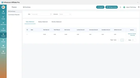 Influencer Affiliate Pro screenshot