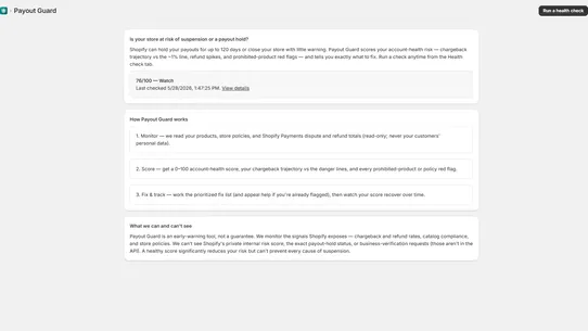 Payout Guard: Suspension Risk screenshot