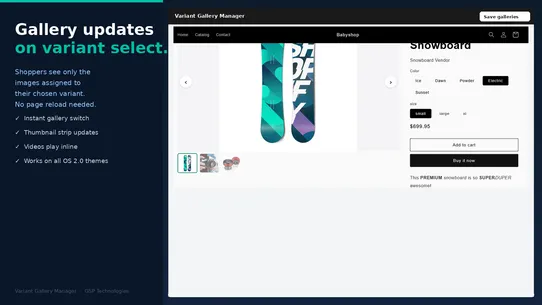 Variant/Options Image Gallery screenshot