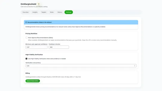 OmMarginshield Price Monitor screenshot