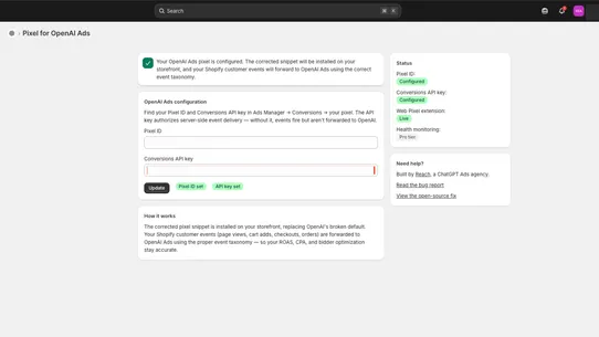 Reach: Pixel for OpenAI Ads screenshot