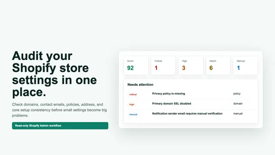 StoreGuard Settings Audit screenshot