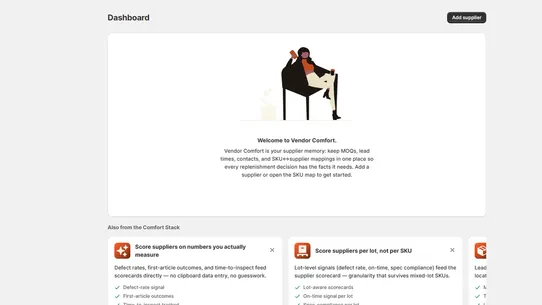 Vendor Comfort screenshot