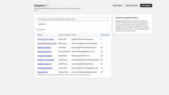 Vendor Comfort screenshot