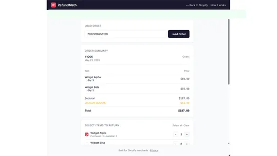 RefundMath screenshot