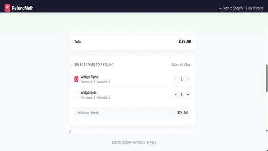 RefundMath screenshot