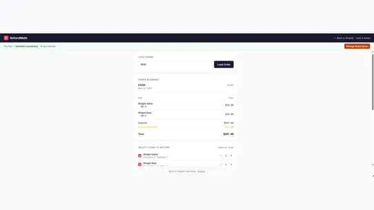 RefundMath screenshot