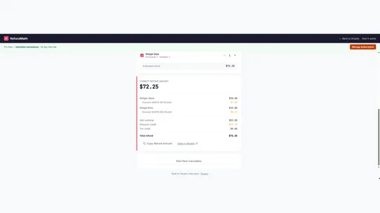 RefundMath screenshot